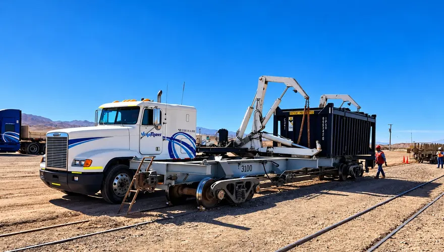 Sidelifter de Veratrans operando junto a la vía férrea